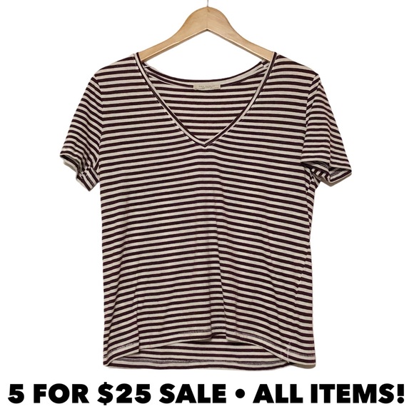 Zara Tops - Zara Striped V Neck Tee